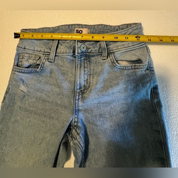 SO Blue Flare Wide Leg Jeans with Distressed Knee - Picture 7 of 11